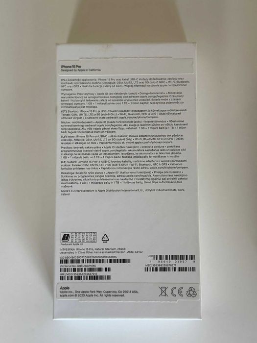 Syndyk sprzeda - telefon komórkowy iPhone 15 Pro 256 GB