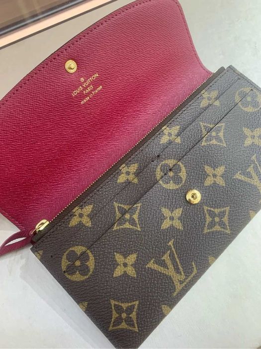 Portfel damski Louis Vuitton LV Emilie Monogram Róża czerwona przycisk