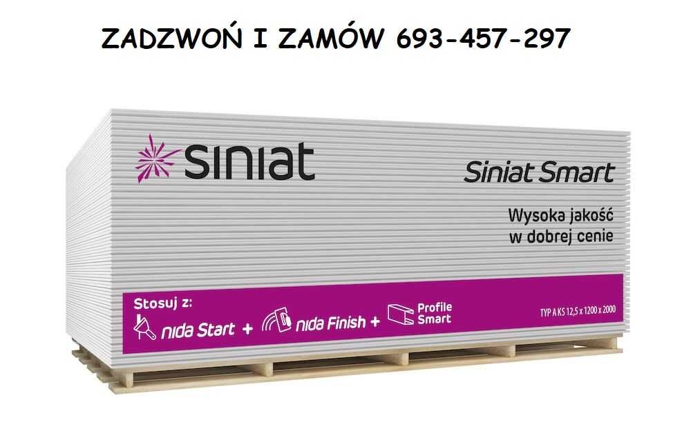 Płyta gipsowa GKB 2000x1200x12,5 SINIAT BIAŁA, ZIELONA, CZERWONA