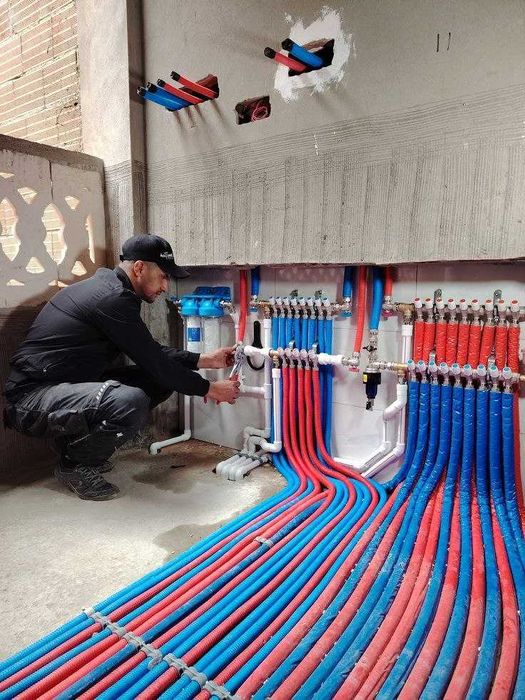 Отопление под ключ. Разводка горячей воды по трубах. Тёплый пол