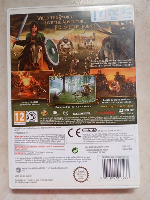 Vendo jogo nintendo Wii lord of the rings aragorn's quest