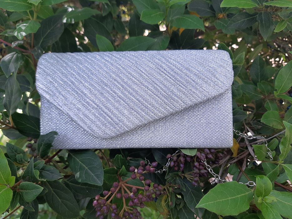 Malinha Bolsa Pochete Festa Cinza Prateada - Nova