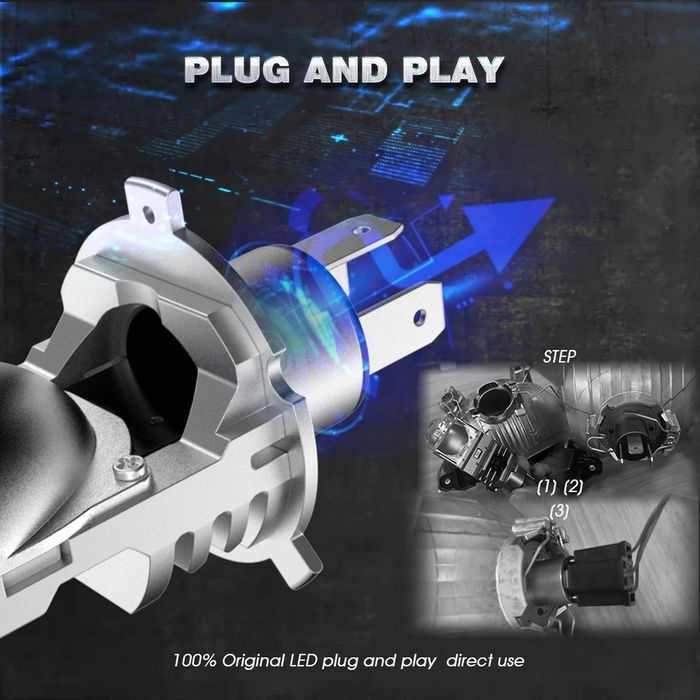 F40B H4 автосвет BI - LED мини лінзи мини линзы 80W/6000K. Комплект