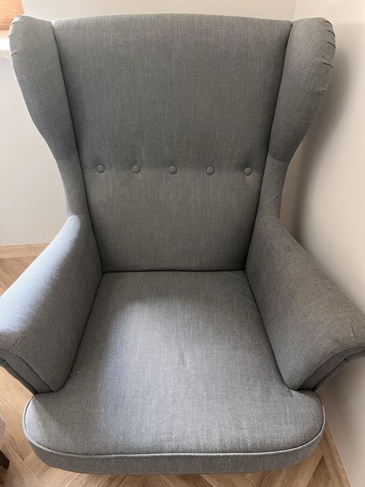 Fotel uszak, szary (IKEA, STRANDMON)