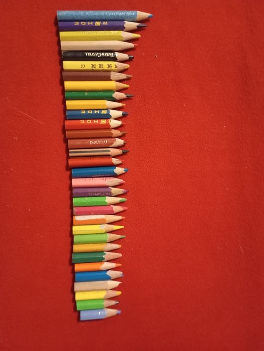 Lápis de cor usados
