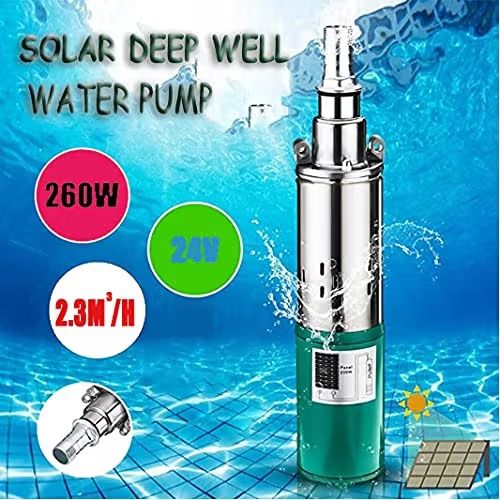 Bomba de poço submersível solar DC 24V 260W Poço profundo 3" Tubo Para