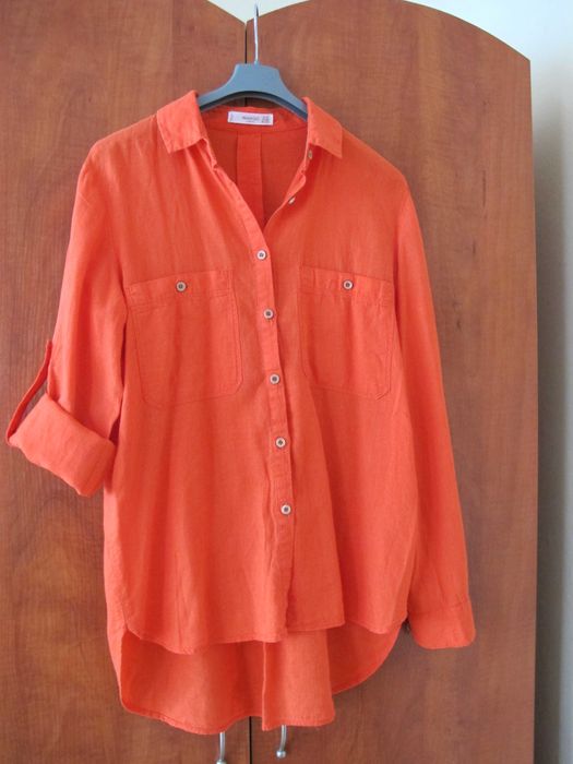 Koszula bawełniana koloru koralowego