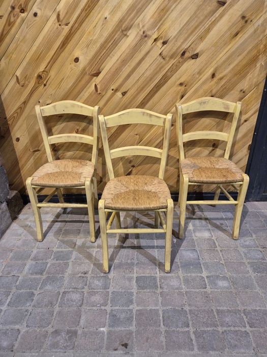 25x Krzesło rustykalne z plecionym siedziskiem FARMHOUSE przecierane