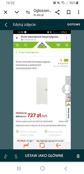 Drzwi NOWE bezprzylgowe suwane biale przesuwne pokojowe