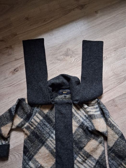 Płaszcz wełna paul costellone xs/34 krata zima jesień