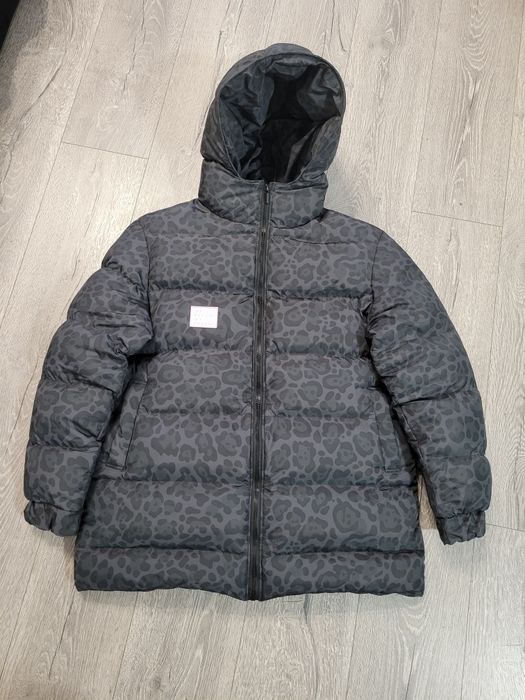 Зимний пуфер в принте леопард