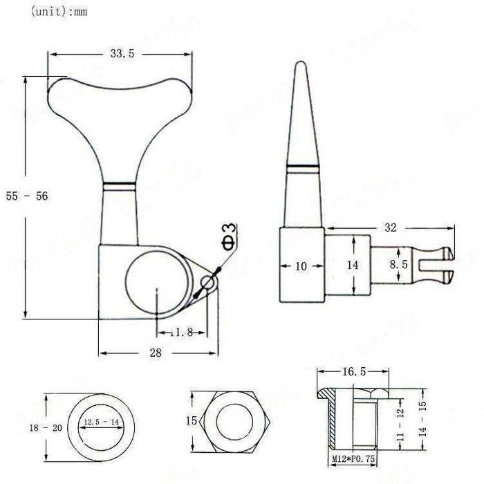 Klucze do gitary basowej jednostronne prawe Kera Audio QFB-4P-BA (4)