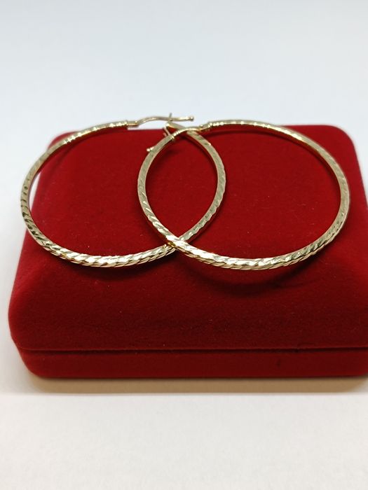 Złote kolczyki koła ze szlifem średnica 4,4cm złoto próby 585