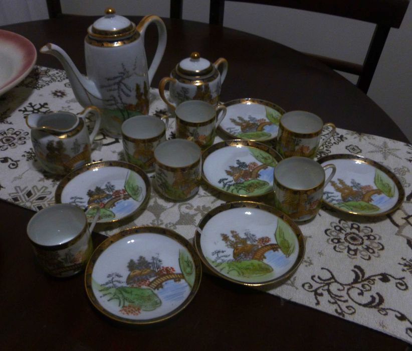 Serviço de chá/café em porcelana fina chinesa gueixa