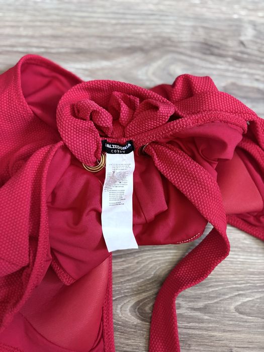 Czerwony strój kąpielowy jednoczęściowy Calzedonia S-M stan idealny Crinkle Waves fakturowany