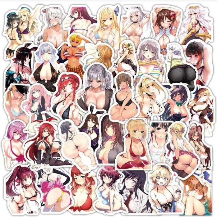 Наклейки стикеры с соблазнительными сексуальными девушками аниме 50 шт