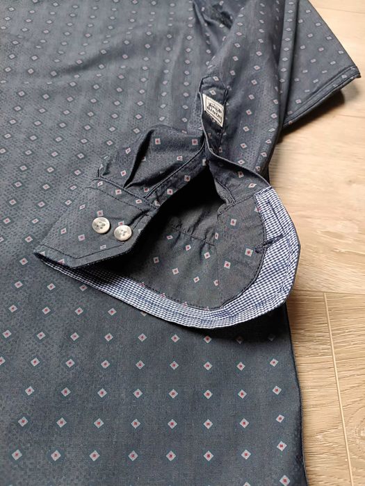 Wzorzysta koszula długi rękaw kołnierzyk kieszonka guziki 'Bison' XXL