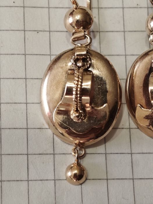 Золоті сережки-самовари, протяжки, 583 проба.