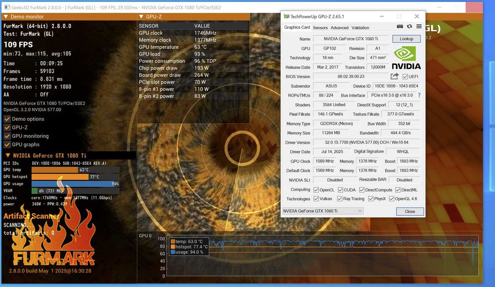 ігрова відеокарта ТОП версія GTX1080Ti 11GB 352bit ASUS ROG STRIX