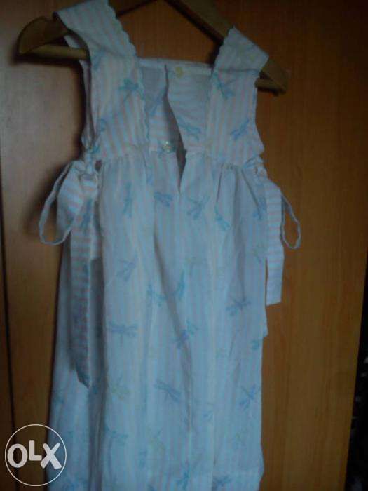 Vestido as riscas com fitas para laços dos lados t:24m