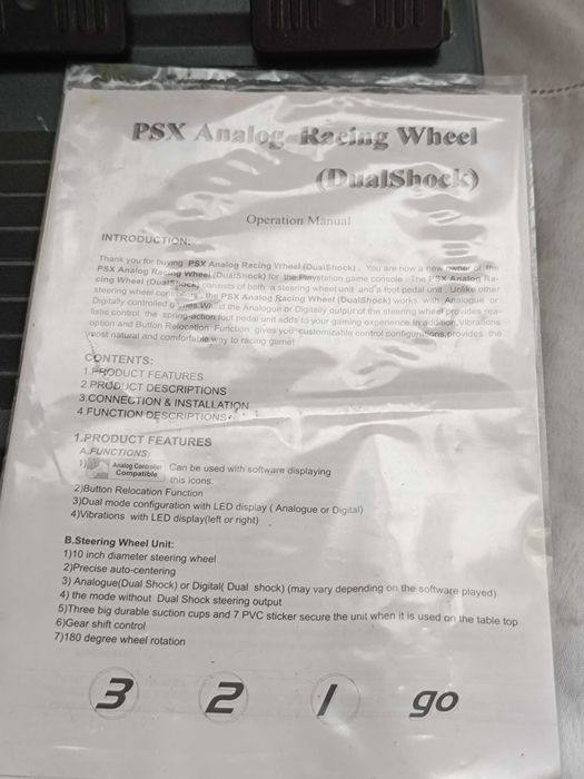 Analog Racing Wheel Double Shock PS1 Playstation 164751312875905121