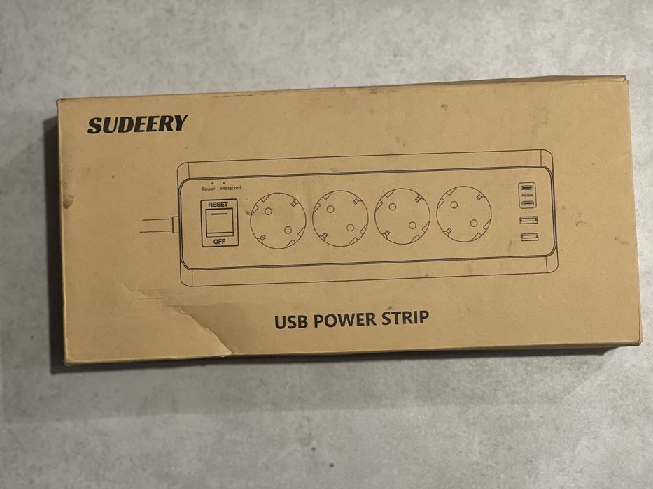 Подовжувач Sudeery 4 розетки + USB-C PD 20W | Новий