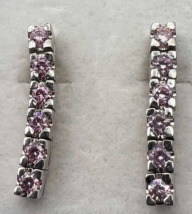 Brincos - 18K ouro branco - 1.00ct rosas da frança