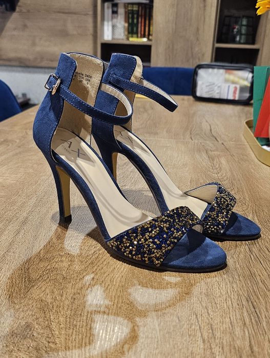 Sandały na szpilce 37 cyrkonie