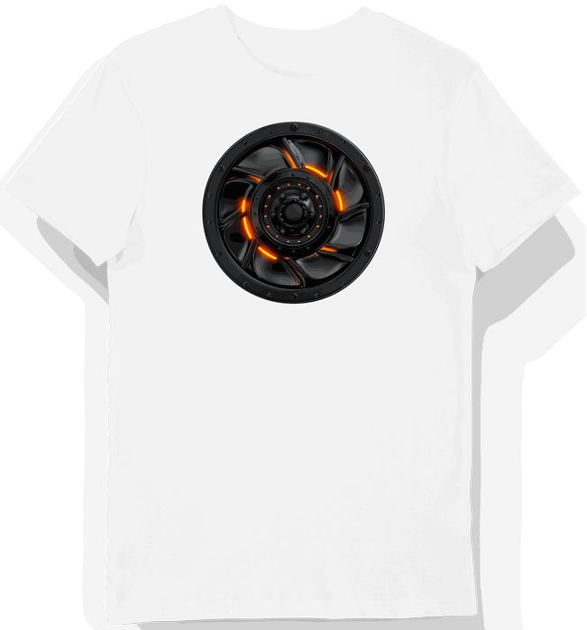 Koszulka męska biała z futurystycznym motorem w kosmicznym blasku M