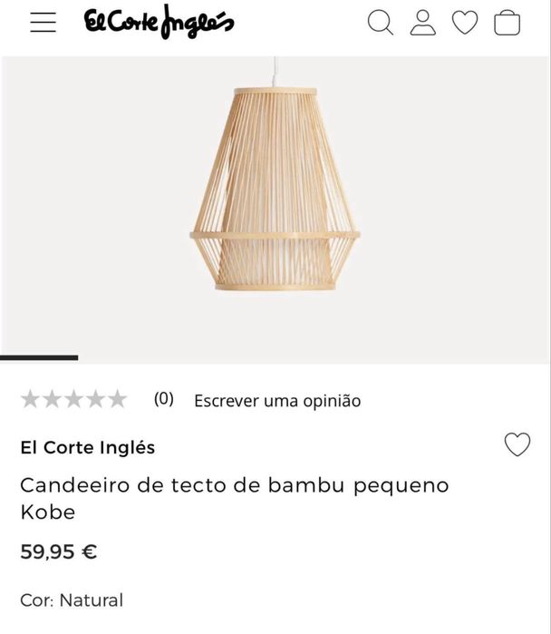 Candeeiro de tecto de bambu pequeno Kobe