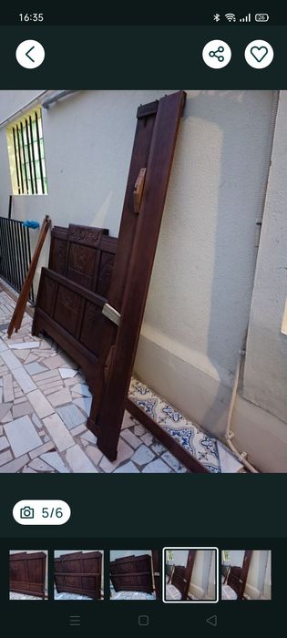 Cama de corpo e meio de madeira maciça como nova. Sem estrado