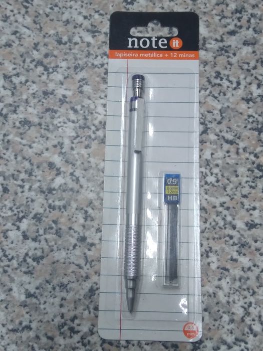 Lapiseira metálica + 12 minas - note
