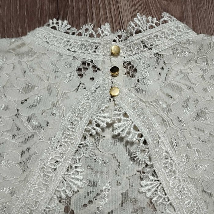 Женская святкова кружевная блузка ажурная блуза гипюровая цвет айвори