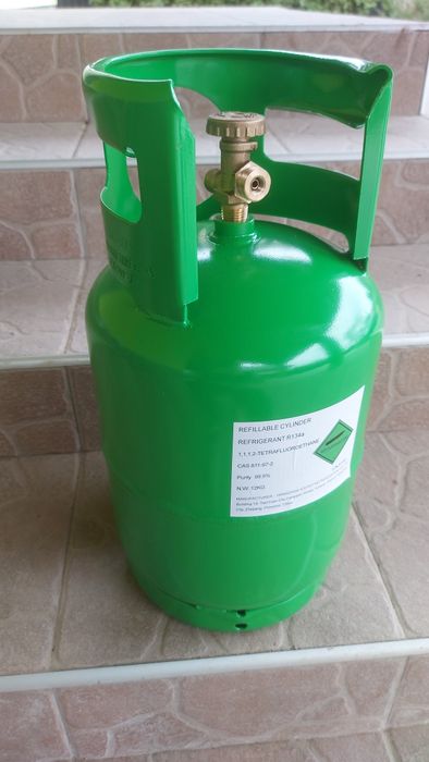 Балон газовий 12л з латунним перехідником під шланг 21.8 ліва різьба