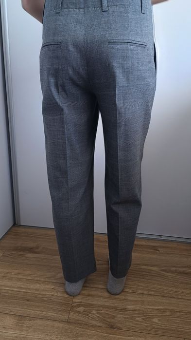 Spodnie szare eleganckie o prostym kroju w kratkę Zara premium S