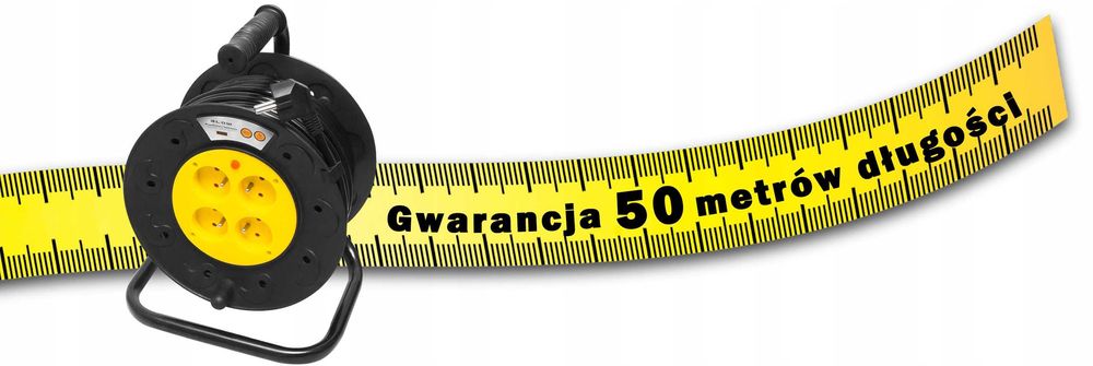 PRZEDŁUŻACZ Bębnowy Ogrodowy Budowlany na bębnie zwijak 50m 3x2,5mm