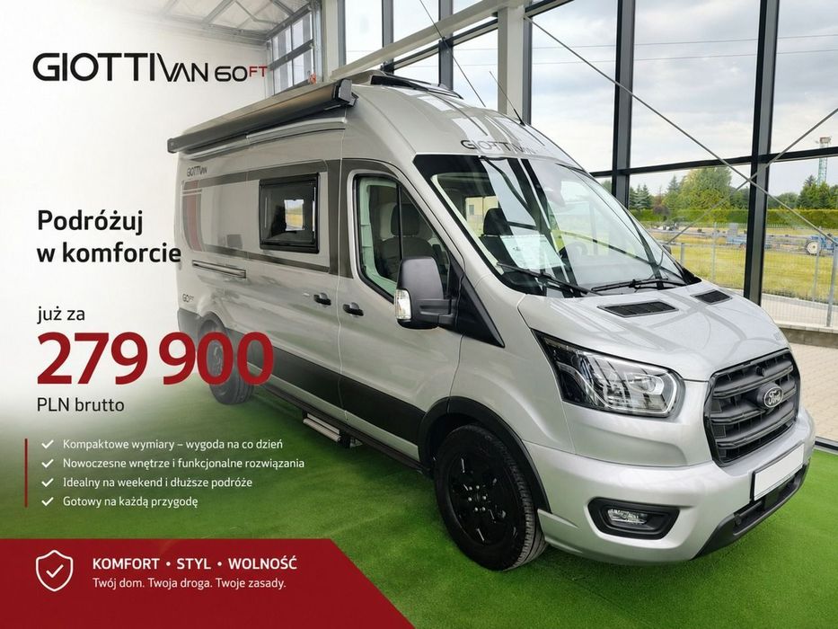 Giottiline GiottiVan 60FT - Nowy Ford w pełni wyposażony!  Campervan z automatem i bogatym wyposażeniem! Giottiline WADOWSCY