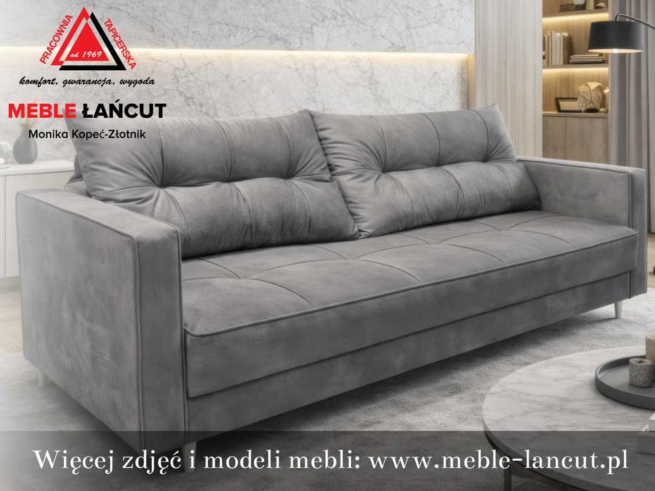 Kanapa Sofa Guzik -Pasy elastyczne + Sprężyna Bonell Premium PRODUCENT
