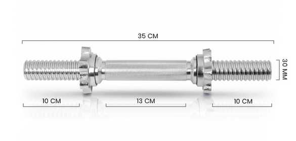 2x Gryf krótki 35 cm do hantli średnica 30mm waga 2 kg