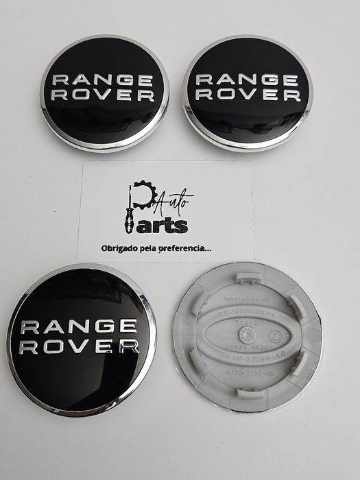 Conjunto de 4 centros de jante Range Rover 63mm (Preto/Cromado)