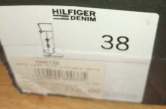 Botas altas pele em castanho Hilfiger denim