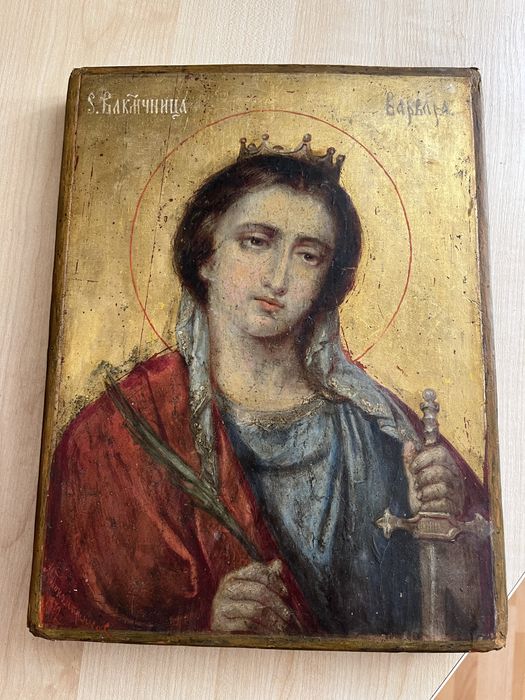 Старовинна ікона на золоті Свята Варвара 29х22 см