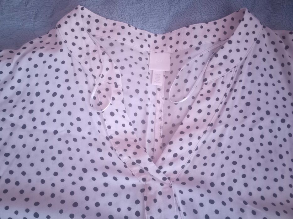 Sukienka damska cienka biała w czarne kropki H&M r.XL