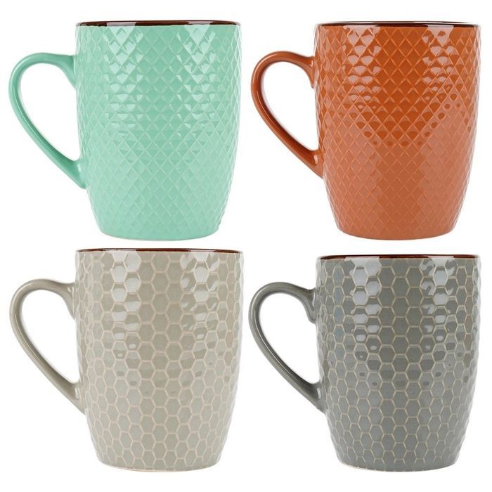 Zestaw 4 Kubków Ceramicznych Do Kawy Herbaty 400ml Dekoracyjne Mebliva