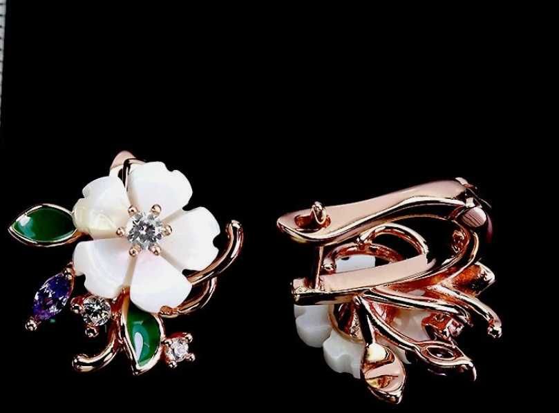 Серьги с перламутром и эмалью