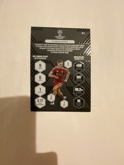 Carta rara Florian Wirtz. Black Edge. Coleção Match Attax