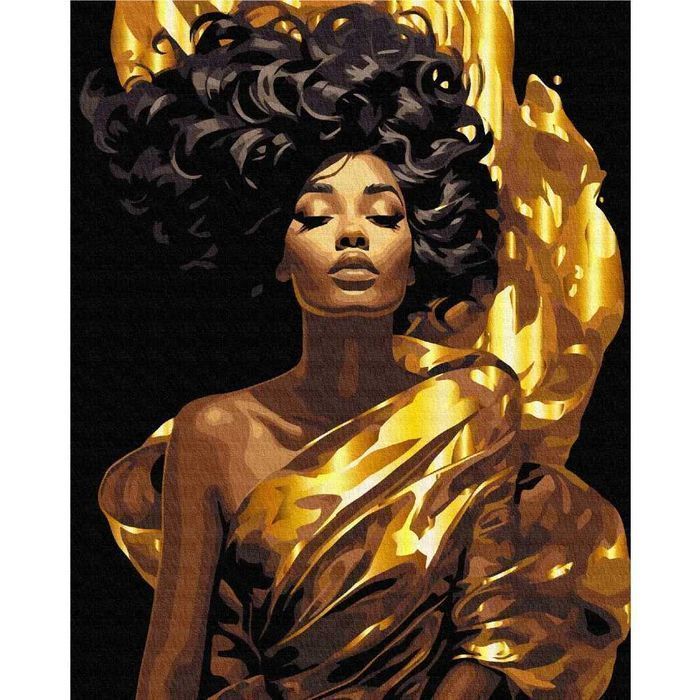 Malowanie po numerach na czarnym płótnie Artea Królowa w złocie Astra