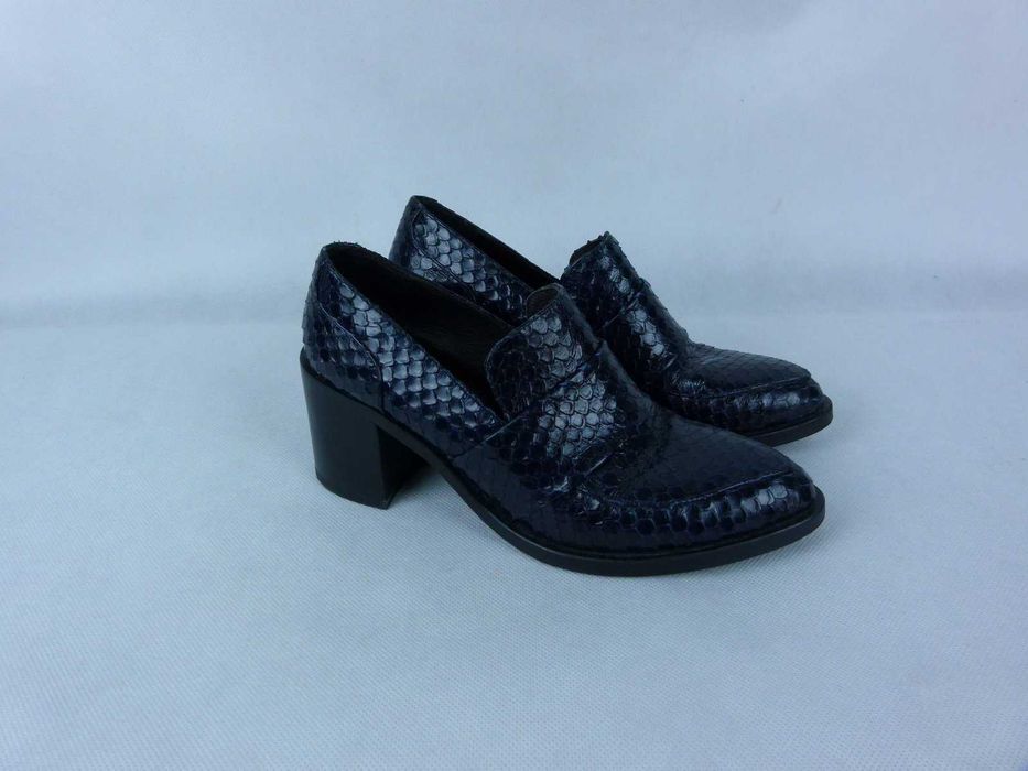 Elvio Zanon buty obcas klocek czółenka skóra wzór węża / 37