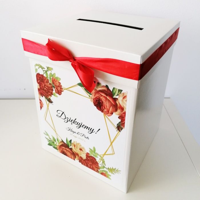 Pudełko na koperty CZERWONE KWIATY
