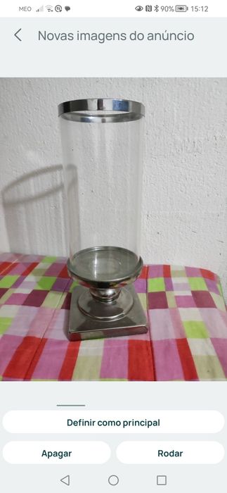 Jarra de vidro e estanho
